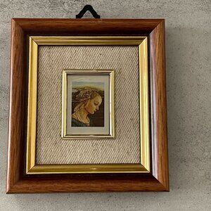 Creazioni Framed .925 Sterling Silver Leaf Madonna La Lippina Portrait Italy 4"
